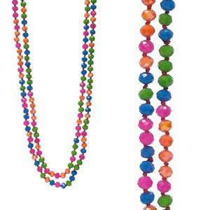 New Boutique Multi Colored 8mm Faceted Beaded Necklace 60"